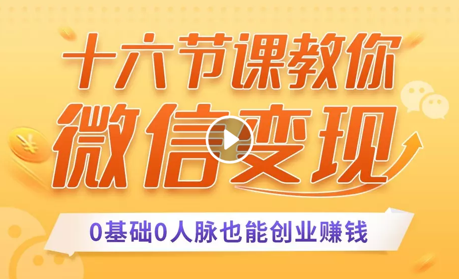 十六节课教你零基础微信变现，用单品打爆市场，每月收入超过10万+-一点通资源网