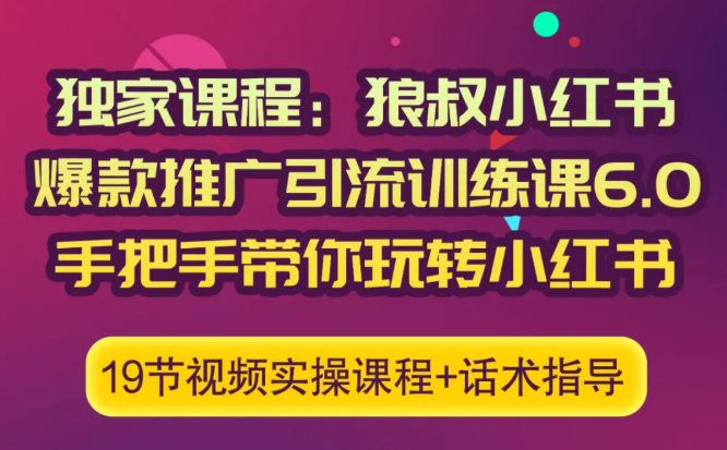 狼叔小红书爆款推广引流训练课6.0，手把手带你玩转小红书-一点通资源网