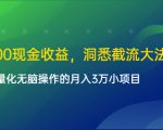 单日500现金收益,洞悉截流大法,一个批量化无脑操作的月入3万小项目-一点通资源网