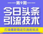今日头条引流技术第9期,打造爆款稳定引流 百万阅读玩法,收入每月轻松过万-一点通资源网