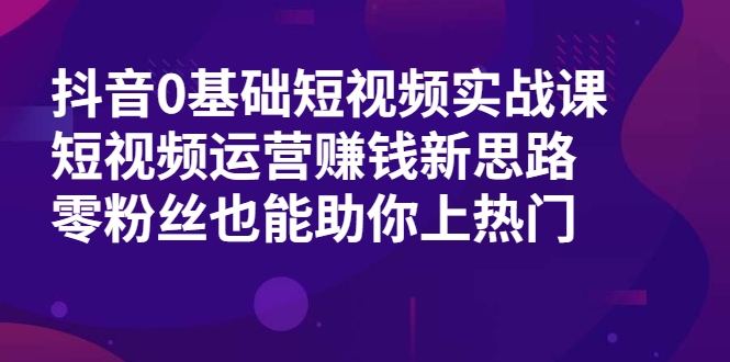 抖音0基础短视频实战课，短视频运营赚钱新思路，零粉丝也能助你上热门-一点通资源网