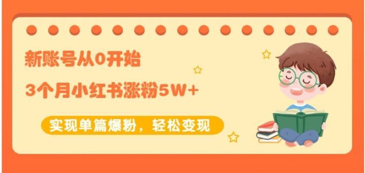 生财小红书涨粉变现：新账号从0开始3个月小红书涨粉5W+实现单篇爆粉-一点通资源网