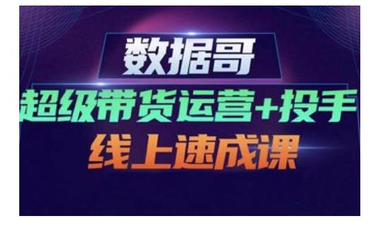 数据哥·超级带货运营+投手线上速成课，快速提升运营和熟悉学会投手技巧-一点通资源网