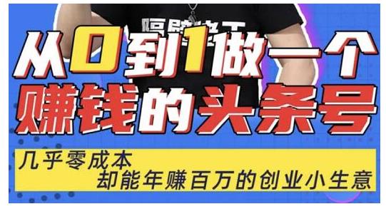 佬王·从0到1做一个赚钱的头条号，几乎零成本，却能年赚百万的创业项目-一点通资源网