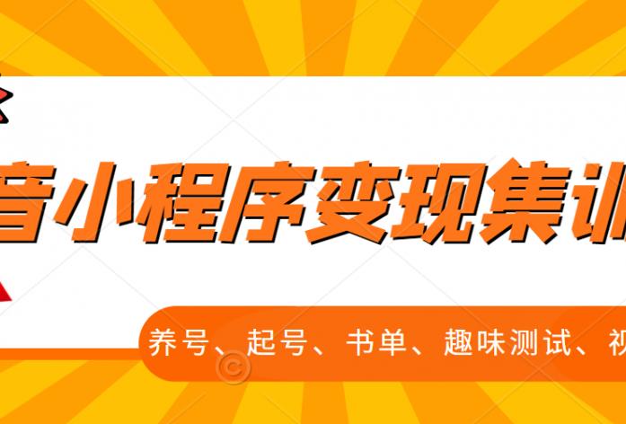 抖音小程序变现集训课，养号、起号、书单、趣味测试、视频剪辑，全套流程-一点通资源网