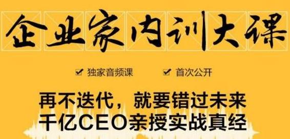 企业家内训大课，未来企业必学经验，价值1299元-一点通资源网