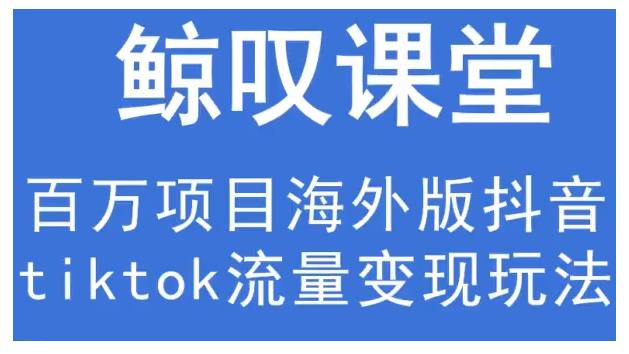 鲸叹号·海外TIKTOK训练营，百万项目海外版抖音tiktok流量变现玩法-一点通资源网