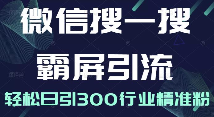 微信搜一搜霸屏引流课，打造被动精准引流系统，轻松日引300行业精准粉-一点通资源网