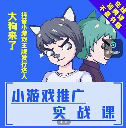 大狗来了：小游戏推广实战课，带你搭建一个游戏推广变现账号-一点通资源网