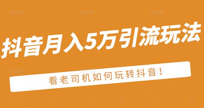 老古董·抖音月入5万引流玩法，看看老司机如何玩转抖音(附赠：抖音另类引流思路)-一点通资源网