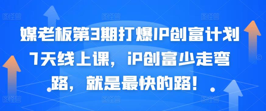 媒老板第3期打爆IP创富计划7天线上课，iP创富少走弯路，就是最快的路！-一点通资源网