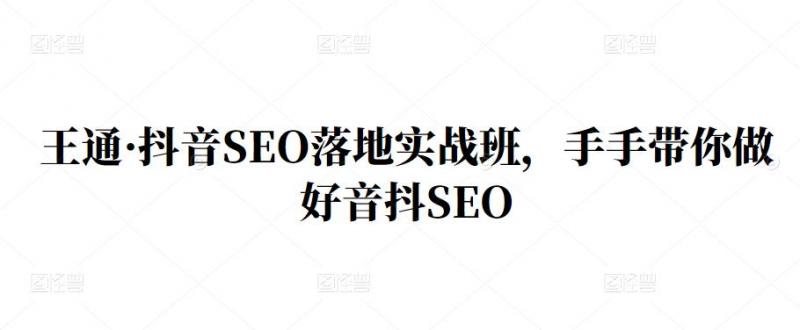 王通·抖音SEO落地实战班，手‬手带你做好音抖‬‬SEO-一点通资源网