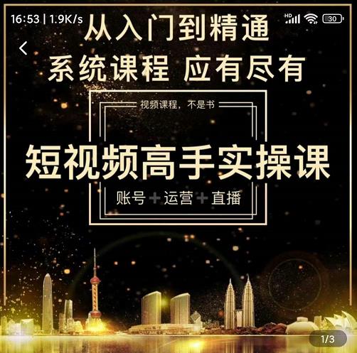 短视频高手实操课：账号+运营+直播，从入门到精通，系统课程，应有尽有-一点通资源网