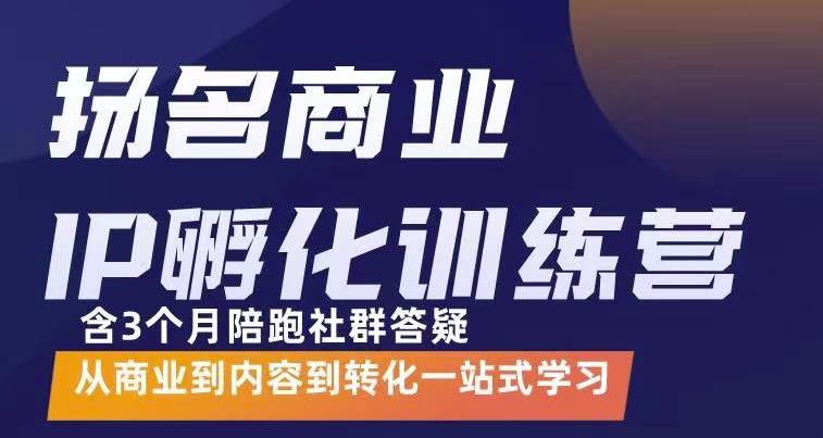 杨名商业IP孵化训练营，从商业到内容到转化一站式学 价值5980元-一点通资源网