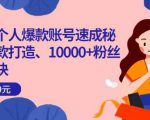 小红书个人爆款账号速成秘籍,爆款打造、10000+粉丝引流秘诀-一点通资源网