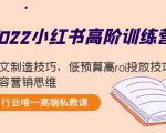 2022小红书高阶训练营:爆文制造技巧,低预算高roi投放技巧,内容营销思维-一点通资源网