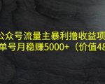 公众号流量主暴利撸收益项目,单人单号月稳赚5000+(价值480元)-一点通资源网