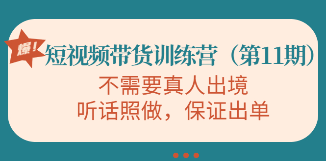 视频带货训练营，不需要真人出境，听话照做，保证出单（第11期）-一点通资源网