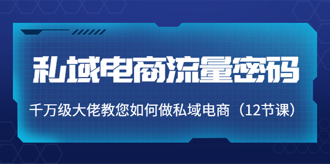 私域电商流量密码：千万级大佬教您如何做私域电商（12节课）-一点通资源网