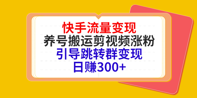 快手流量变现，养号搬运剪视频涨粉，引导跳转群变现日赚300+-一点通资源网