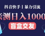 日收益1000+的交友盲盒副业丨有手就行的抖音快手暴力引流-一点通资源网