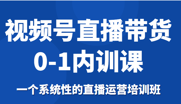 视频号直播带货0-1内训课，一个系统性的直播运营培训班-一点通资源网