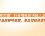 “毒文案”抖音短视频项目玩法,小程序拿图即可变现,复盘经验分享给大家-一点通资源网