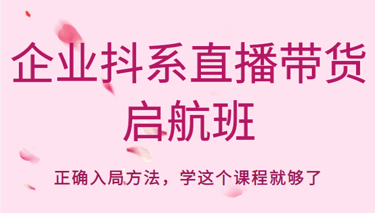 企业抖系直播带货启航班，正确入局方法，学这个课程就够了-一点通资源网