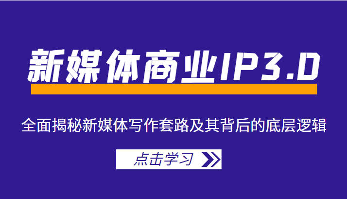 新媒体商业IP3.0，全面揭秘新媒体写作套路及其背后的底层逻辑（价值1299元）-一点通资源网