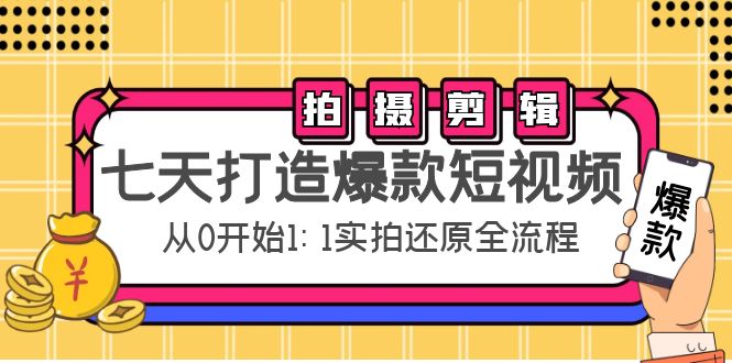 七天打造爆款短视频：拍摄+剪辑实操，从0开始1:1实拍还原实操全流程-一点通资源网