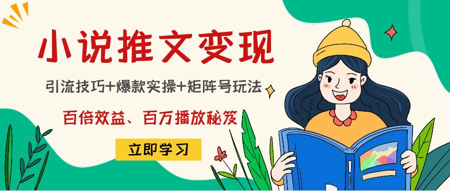 小说推文训练营：引流技巧+爆款实操+矩阵号玩法，百倍效益、百万播放秘笈-一点通资源网