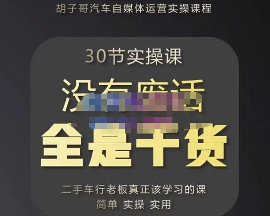 胡子哥·汽车自媒体运营实操课，汽车新媒体二手车短视频运营教程-价值8888元-一点通资源网