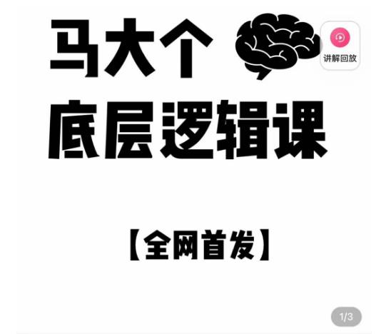马大个·底层逻辑课，51节底层逻辑智慧课-价值1980元-一点通资源网