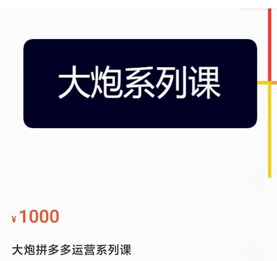 大炮拼多多运营系列课，各类​玩法合集，拼多多运营玩法实操-一点通资源网