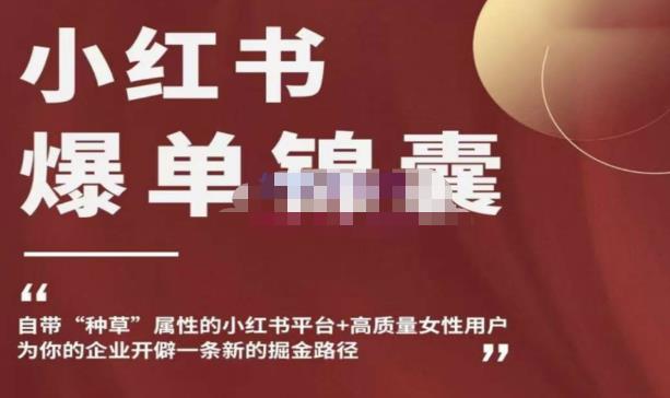 小红书爆单锦囊，自带种草属性+高质量女性用户，为你的企业开辟一条新的掘金路径-一点通资源网