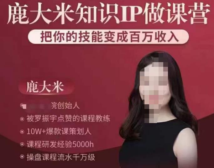 鹿大米知识IP做课营，把你的技能变成百万收入，陪你打出磨人生第费付门一课！-一点通资源网