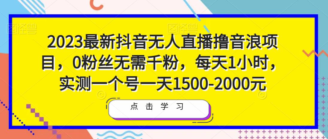 2023最新抖音无人直播撸音浪项目，0粉丝无需千粉，每天1小时，实测一个号一天1500-2000元-一点通资源网