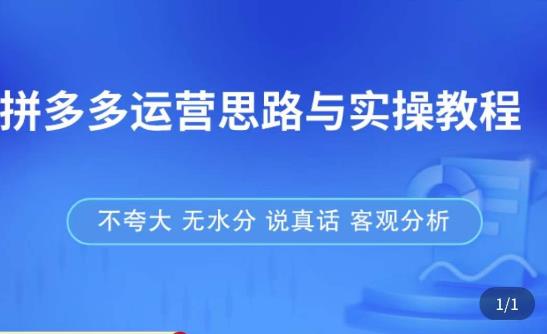 拼多多店铺运营思路与实操教程，快速学会拼多多开店和运营，少踩坑，多盈利-一点通资源网