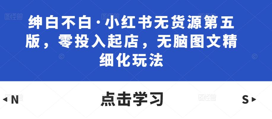 绅白不白·小红书无货源第五版，零投入起店，无脑图文精细化玩法-一点通资源网