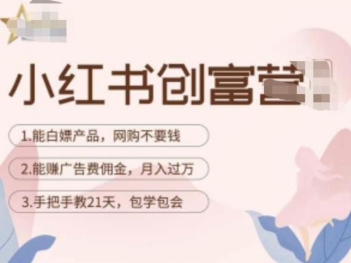 小红书创富营-教小红书带货，陪跑21天，教你赚广告费佣金，月入过万-一点通资源网