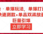 万相台·单爆玩法,单爆打造流程+单品快速测款+单品双渠放量+単品巨量引爆-一点通资源网