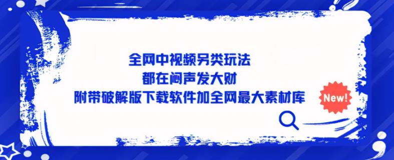 全网中视频另类玩法，都在闷声发大财，附带破解版下载软件加全网最大素材库-一点通资源网