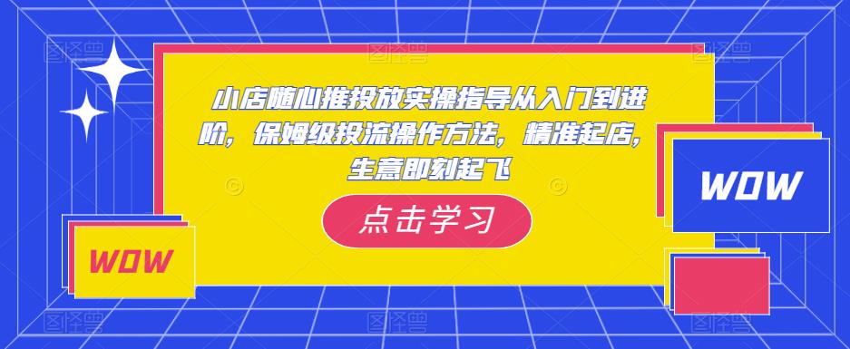 小店随心推投放实操指导从入门到进阶，保姆级投流操作方法，精准起店，生意即刻起飞-一点通资源网