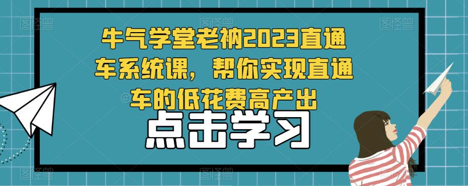 牛气学堂老衲2023直通车系统课，帮你实现直通车的低花费高产出-一点通资源网