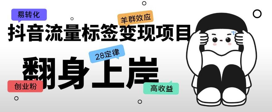 抖音流量标签变现项目，抖音创业粉轻松转化，单价高收益简单-一点通资源网