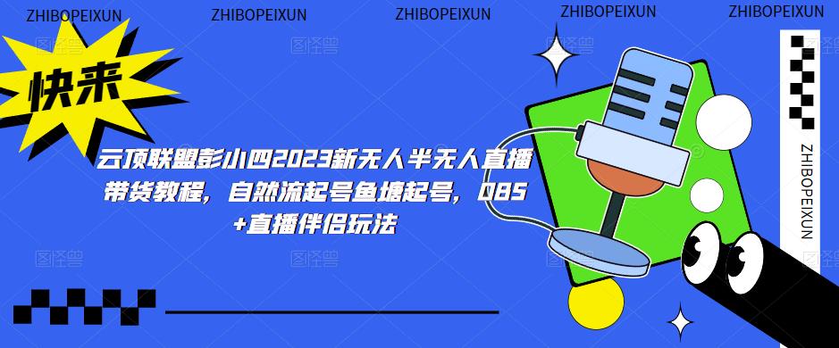 云顶联盟彭小四2023新无人半无人直播带货教程，自然流起号鱼塘起号，OBS+直播伴侣玩法-一点通资源网