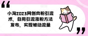 小淘2023网创类粉引流术,自用引流涨粉方法发布,实现被动流量-一点通资源网