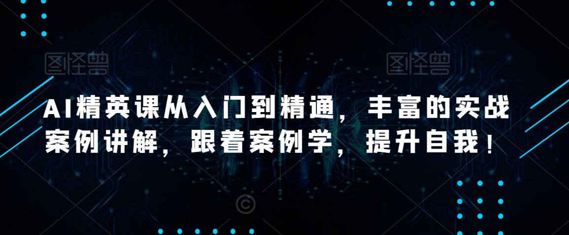 AI精英课从入门到精通，丰富的实战案例讲解，跟着案例学，提升自我！-一点通资源网