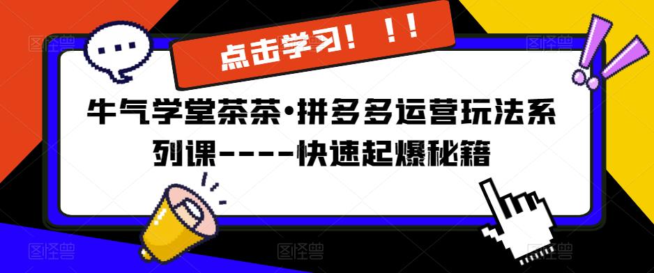 牛气学堂茶茶•拼多多运营玩法系列课—-快速起爆秘籍【更新】-一点通资源网