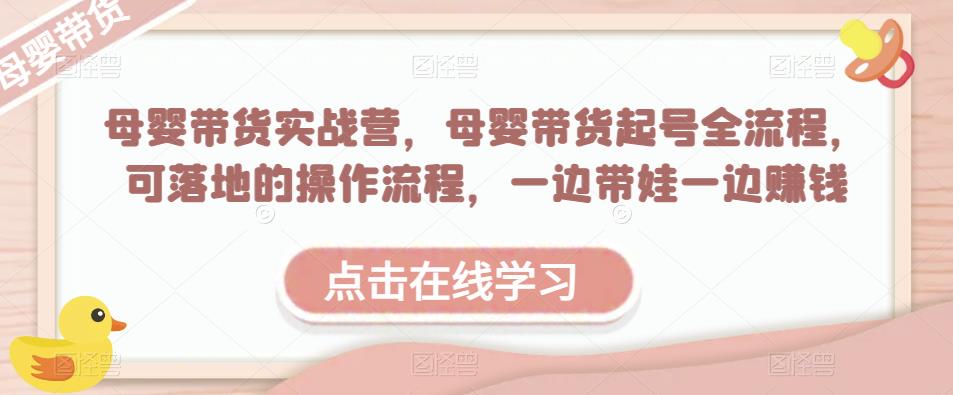 母婴带货实战营，母婴带货起号全流程，可落地的操作流程，一边带娃一边赚钱（附素材）-一点通资源网